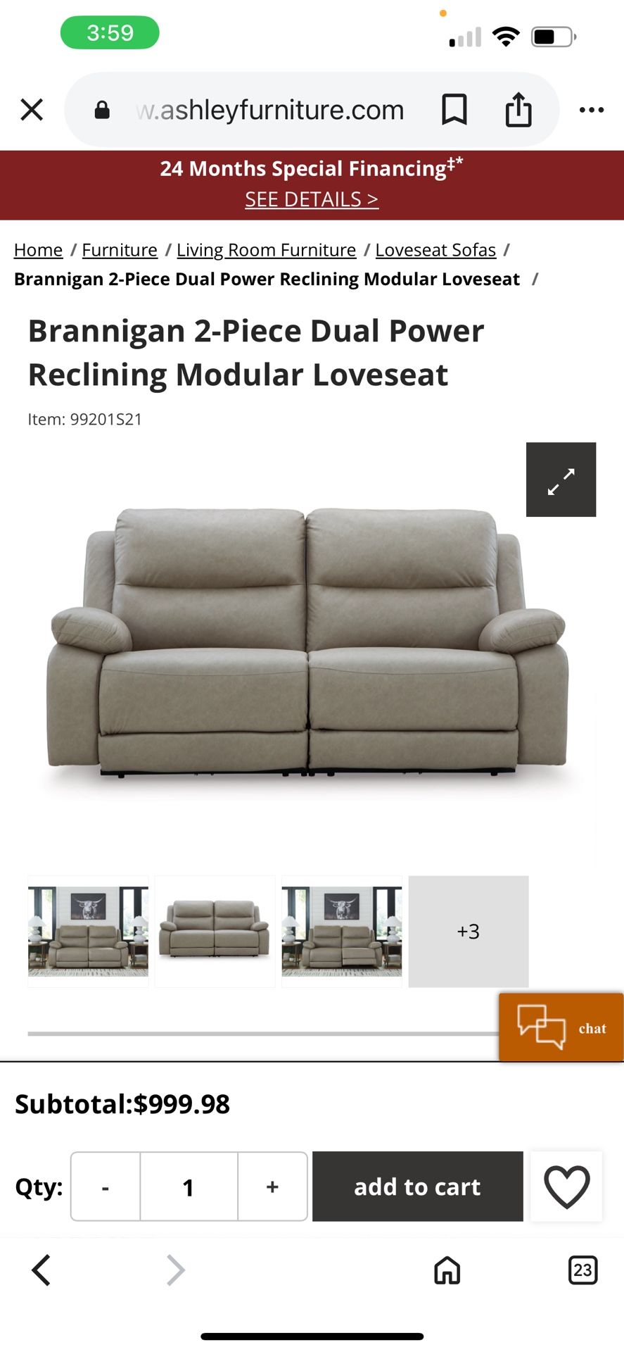 Dual power reclining loveseat