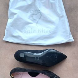 SOLE BLISS ’Katie’ Low-Heel Bunion Shoes in ‘Black Suede’ U.S. Size 9/9.5