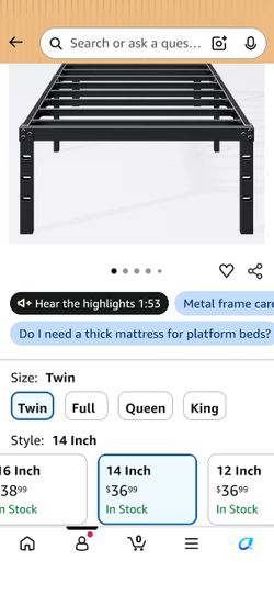 Twin size platform bed