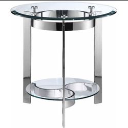 Beautiful Curvy Chrome & Glass End Table