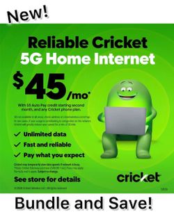⭐️New⭐️ Cricket Home Internet has arrived! Bundle with your phone line & Save! 405 E. Wetmore Rd.