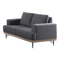 Brand New Modern Casual Loveseat Sofa In Grey Linen Fabric 