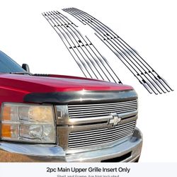 Fits 2007-2010 Chevy Silverado 3500/2500 Upper Chrome Billet Grille Grill Insert