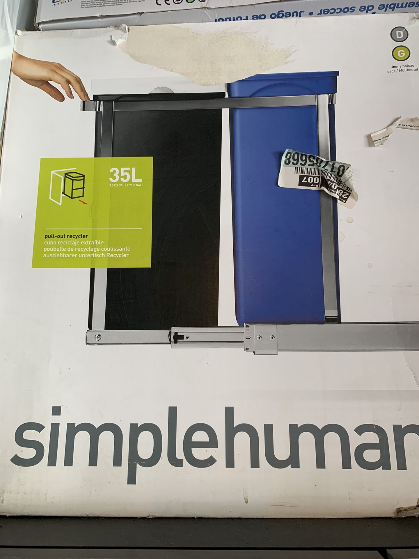 Brand New simplehuman 35 Liter / 9.3 Gallon Dual Compartment Under Counter Kitchen Cabinet Pull-Out Recycling Bin and Trash Can