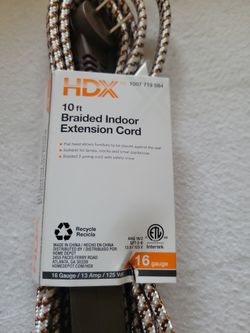 3 Outlets 10ft braided Indoor Extension Cord