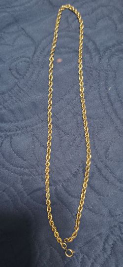 12K Gold Rope Chain Necklace 19" 18 Grams Solid Gold Classic Rope Design