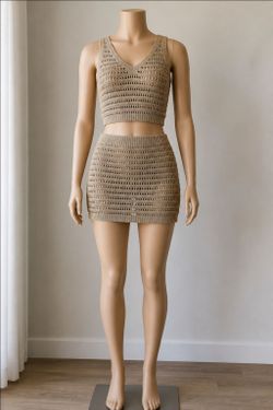 Salty Lemon Crochet Top Skirt Set L/XL NWT $119 MSRP