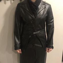 Ladies Stylish Black Soft Leather Coat