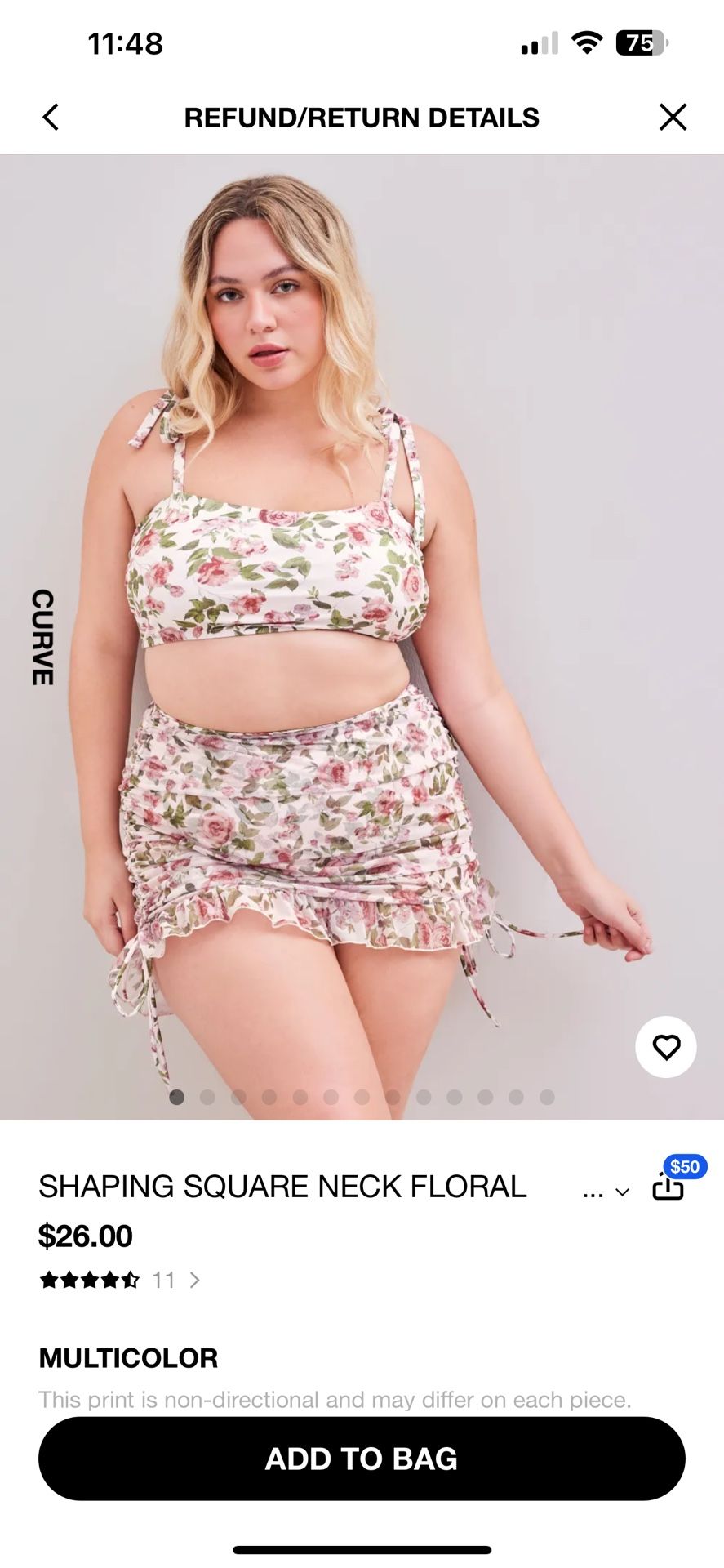 Cider 3 Piece High Waisted Bikini Set Curve