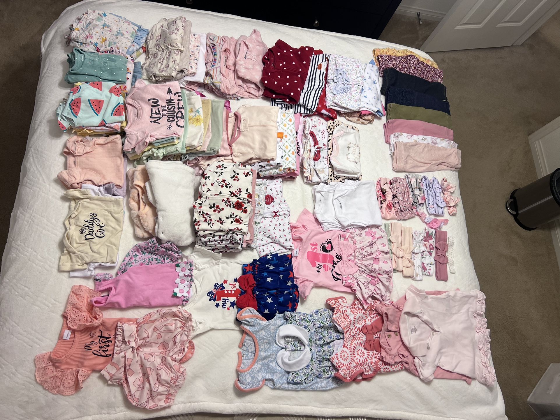 A Lot A Baby Girl Clothes, Magnetic Footie, Most New. 0/3 , 3/6. $50