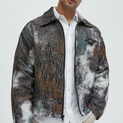 Fashion Nova Galaxy Tapestry Cropped Jacket - Brown/combo