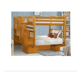 Twin Over Twin Tall Bunk Beds With Stairs And Drawers