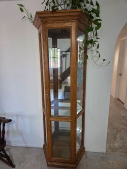 Vitrina de vidrio y madera
