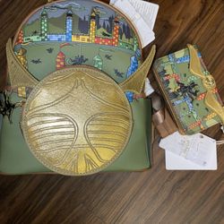 Loungefly Harry Potter Golden Snitch Mini Backpack & Matching Wallet