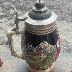 Vintage German Lidded Beer Stein