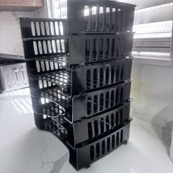 For sale: Set of stackable letter trays (also known as paper tray organizers or desk file organizers) – $20.