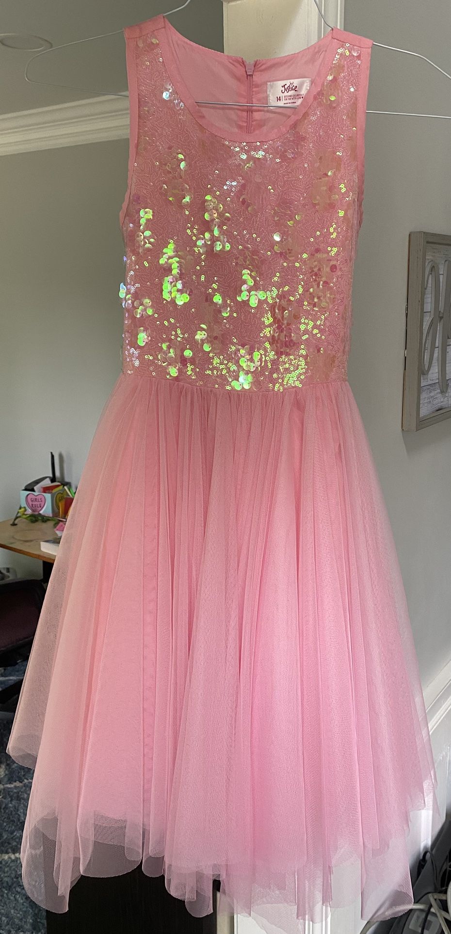 Justice Size 14 Pink Sequins dress