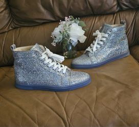 Women's Christian Louboutin High-End Glitter Luxury Hightop Sneakers Size 6.5 US (LIMITED EDITION MODEL)