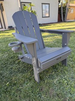 Folding  Chair - Plastic - HDPE - Gray W/ Cup Holder
