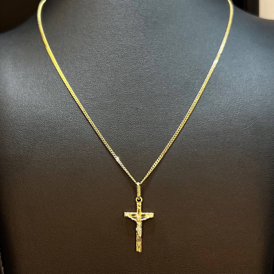 14k yellow gold chain with cross