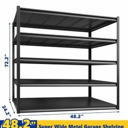 REIBII 48.2" W Garage Shelving Heavy Duty Metal Shelving 3000LBS Storage Shelves Adjustable Metal Shelf Industrial Pantry Shelves for Basement Garage 