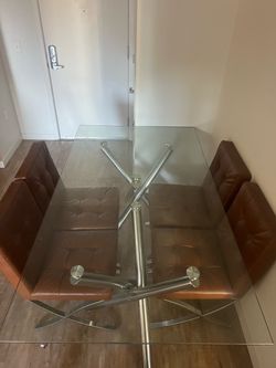 Glass Dining Table w/ 4 Chairs