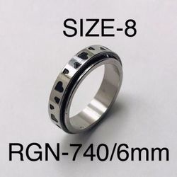 Stainless Steel Heart Carved Spinner Ring Band For Men & Women with: RGN-740/Size-8