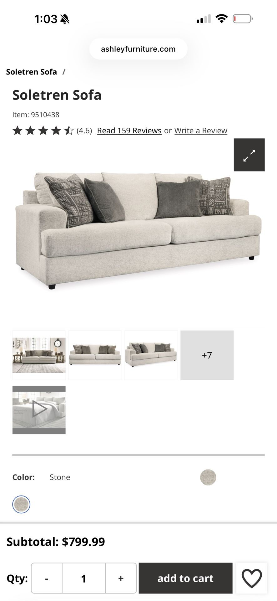 Soltren Ashley Sofa