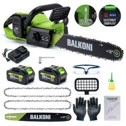 12 Inch Cordless Brushless Electric Chainsaw, 9000RPM High Speed Upgraded Motor, 2*4.0Ah Battery & Auto Oiler,2× Chains, Lightweight Compact Handheld 