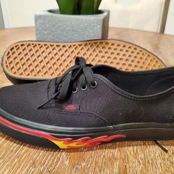 NEW Van's Shoes Black With Flames