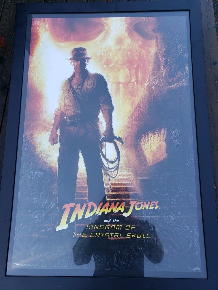 Indiana Jones Full Size Poster Framed, Like New
