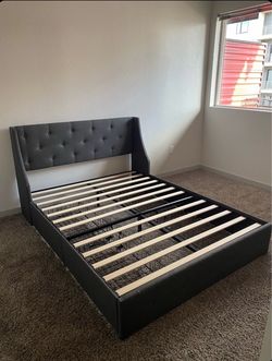 Queen Bed Frame with 4 Storage Drawers