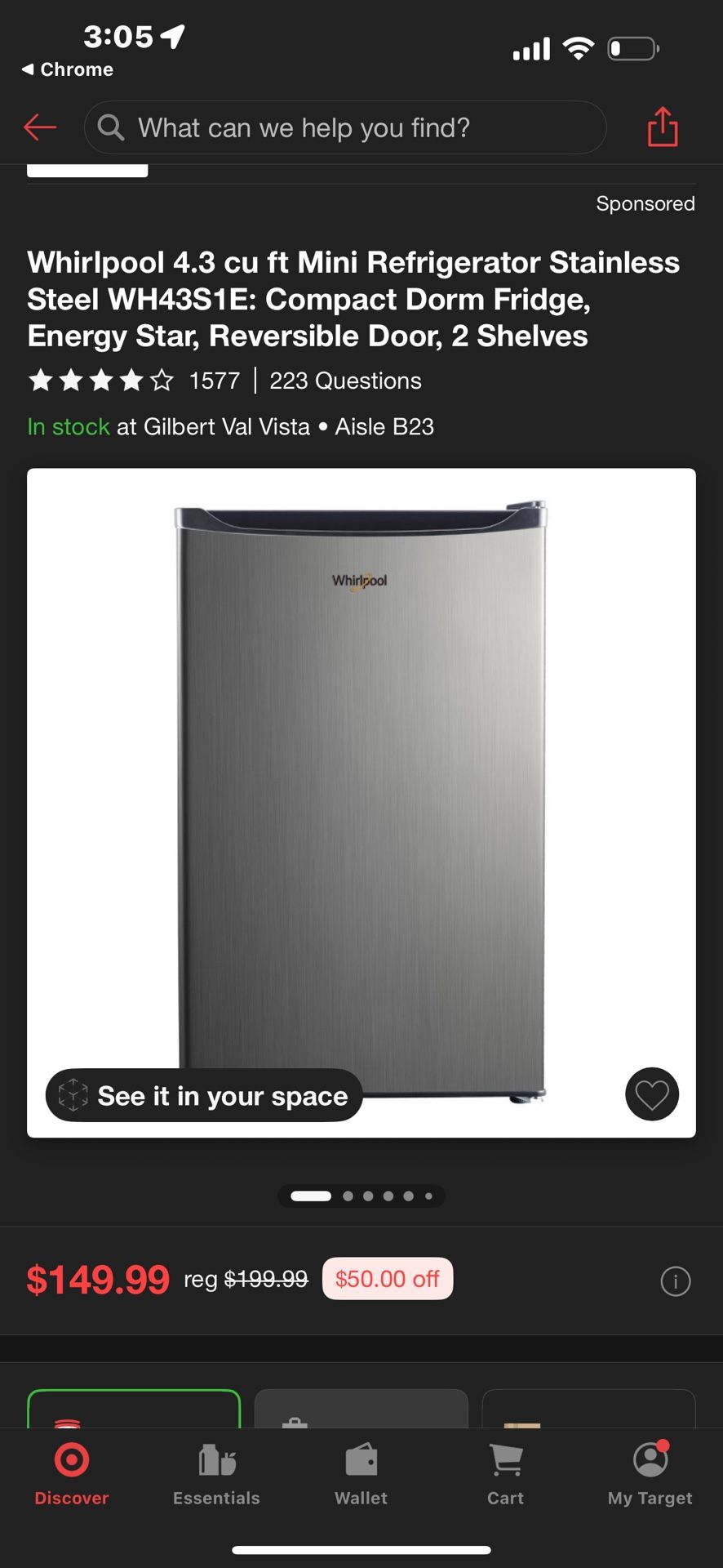 Whirlpool 4.3 Cubic Feet WH43S1E