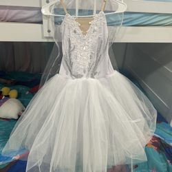 Girls Ballet Dance Dress 11-12 Years White