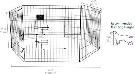 New Puppy Playpen with Top Cover & Bottom Pad, 8 Panels 24" H, Gray
24"W, Small Pet Safe Sanctuary, Foldable Octagonal Pen, Versatile, Indoor & Outdoo