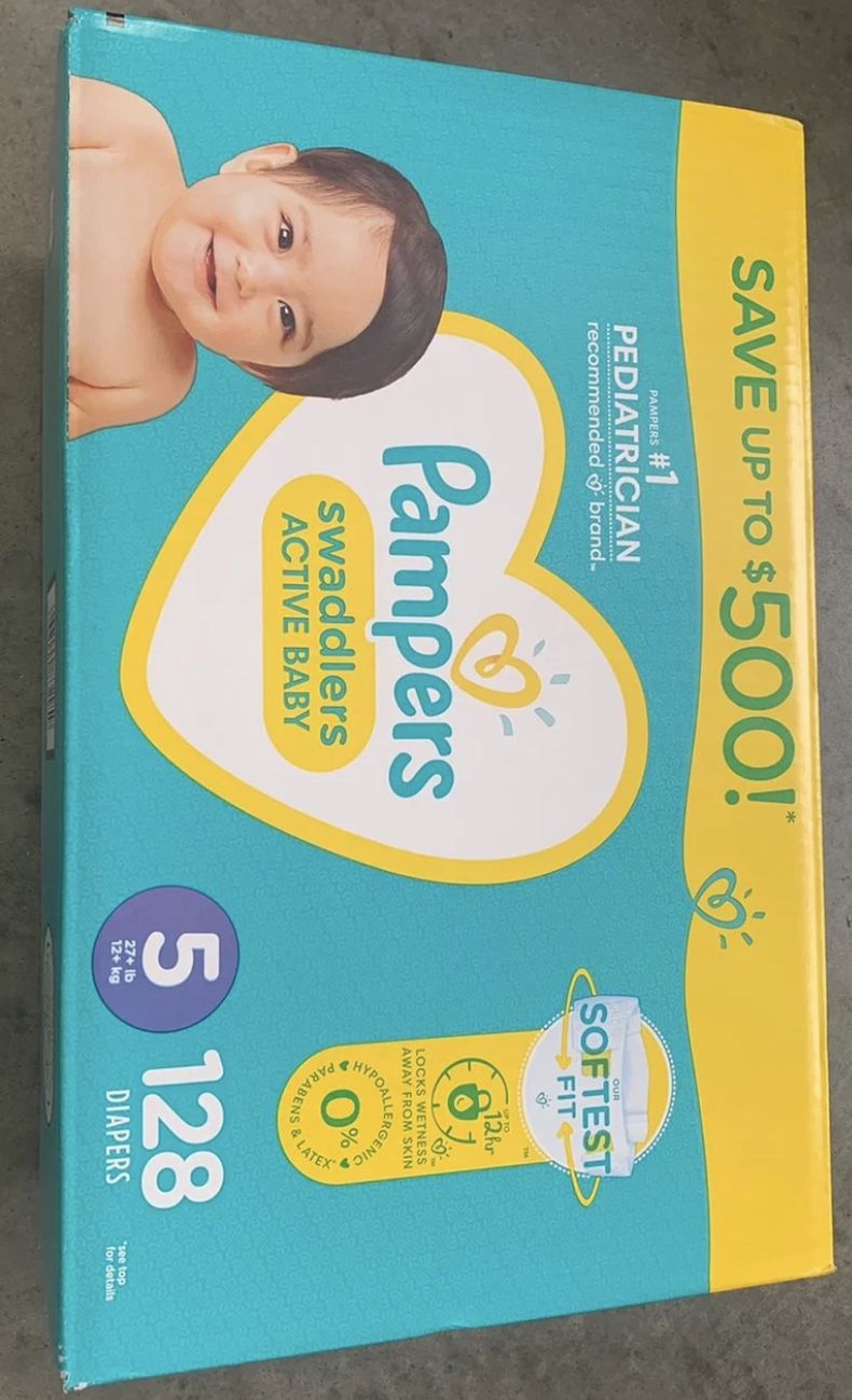 Pampers Swaddlers Diapers, Size 5 128 pieces