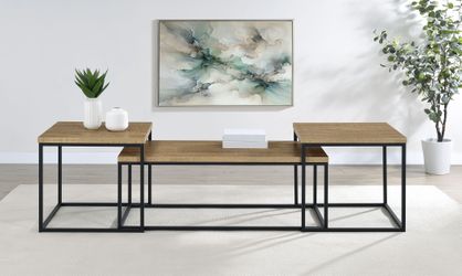 Straden Mango/Black 3-piece Engineered Wood Coffee Table Set
