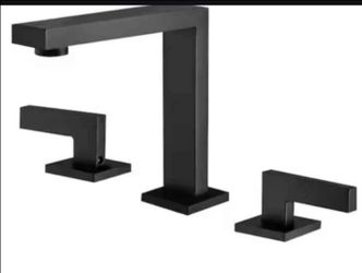 Bathroom Faucet 8 in. Widespread Dual Handle, Solid brass with Supply Lines in Matte Black, Ceramic Disc,1.2gpm. Corrosion, Rust, Tarnish and Spot Res