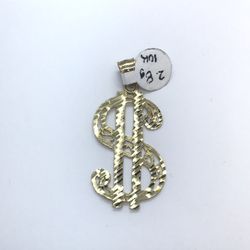 Gold 10k Dollar Sign Pendant New 