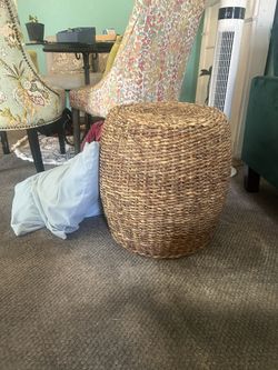 2  Different  Side  Tables  1  Rattan  2nd  Iron  &  Glass