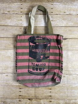 vintage ANDY WARHOL Campbells Tomato Soup tote bag 2007 Y2K stripes art Loop
