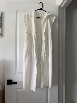 Maternity linen blend midi dress