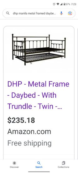 DHP Manila Metal Framed Daybed with Trundle, Twin - Bronze

