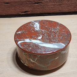 Vtg Villeroy & Boch Trinket Keepsake Box Porcelain Salmon Marble