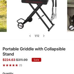 Portable griddle With Collapsible Stand