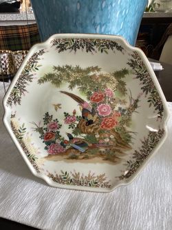 Japanese Hand Painted Hexagonal Porcelain Plate