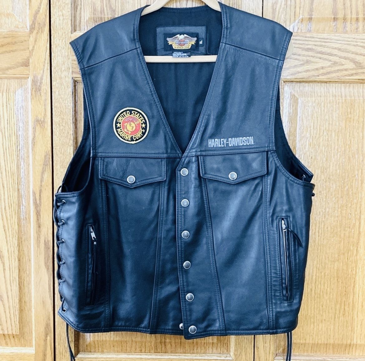 USMC Harley-Davidson Leather Men's Vest XL