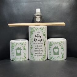 5-Piece Set Diffuser Candle Holder Vanilla Oil with Reeds