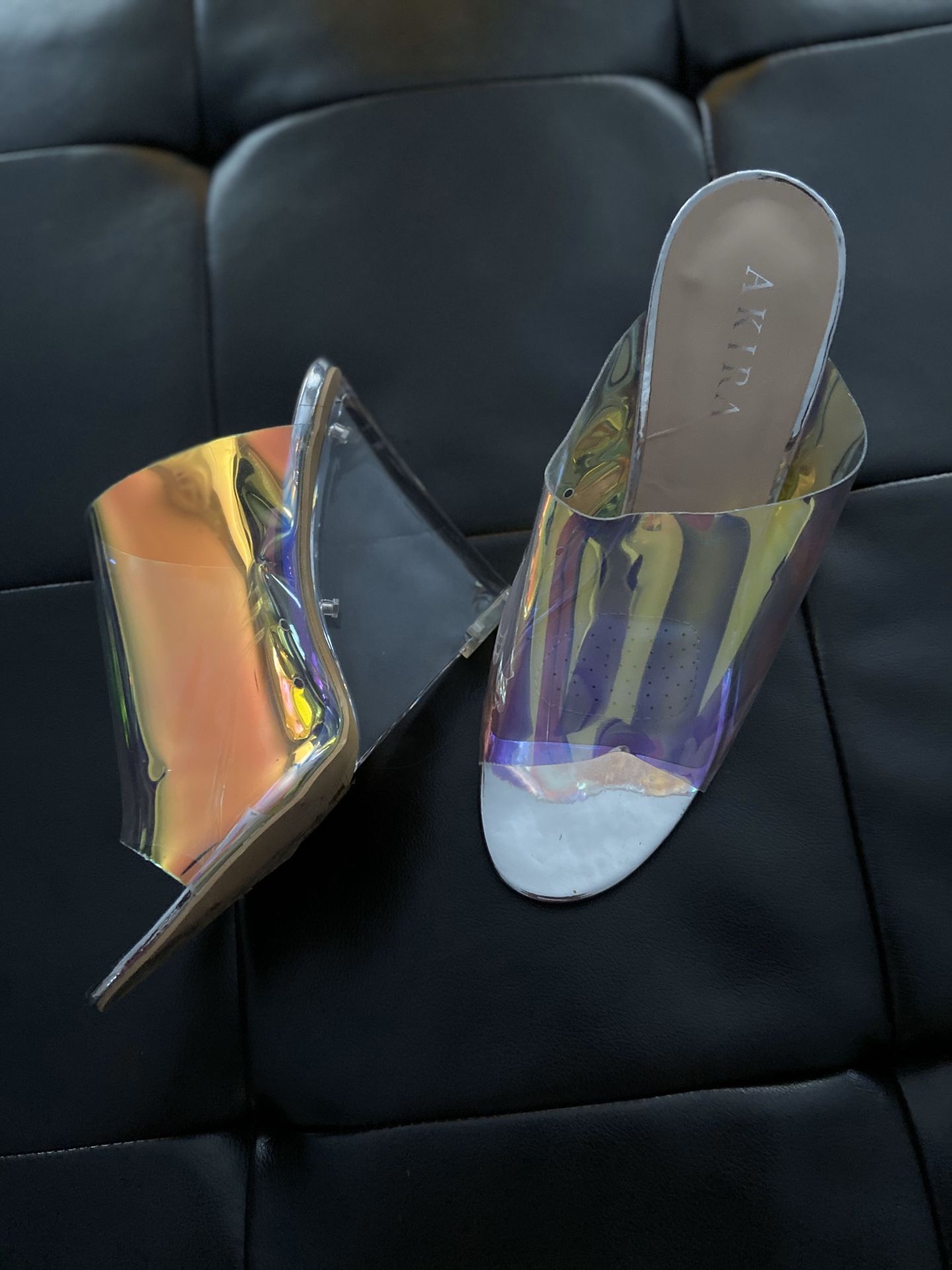 Transparent clear wedge heels sz9