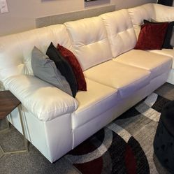 Modern Elegance: White Leather Couch